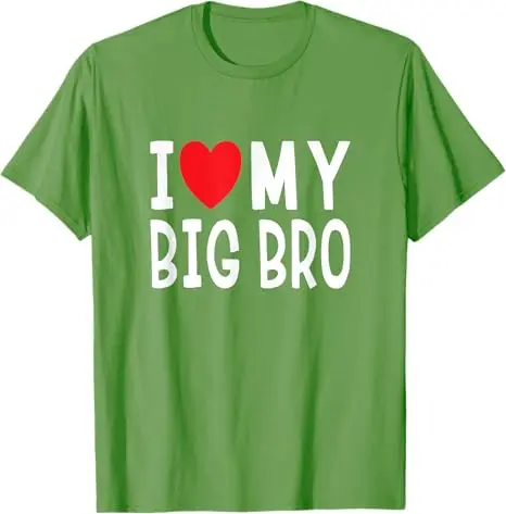 I Love My Little Brother, I Love My Big Bro Heart Brother T-Shirt Humor Funny I-Love-My-Brother Letters Printed Saying Tee Tops