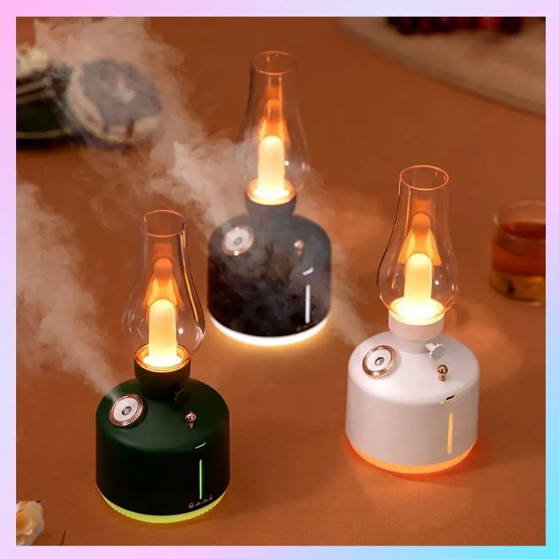 ABRG-280Ml Air Purification Humidifier Rechargeable 1200Mah Water Atomizer + Colorful LED Night Light For Bedroom White