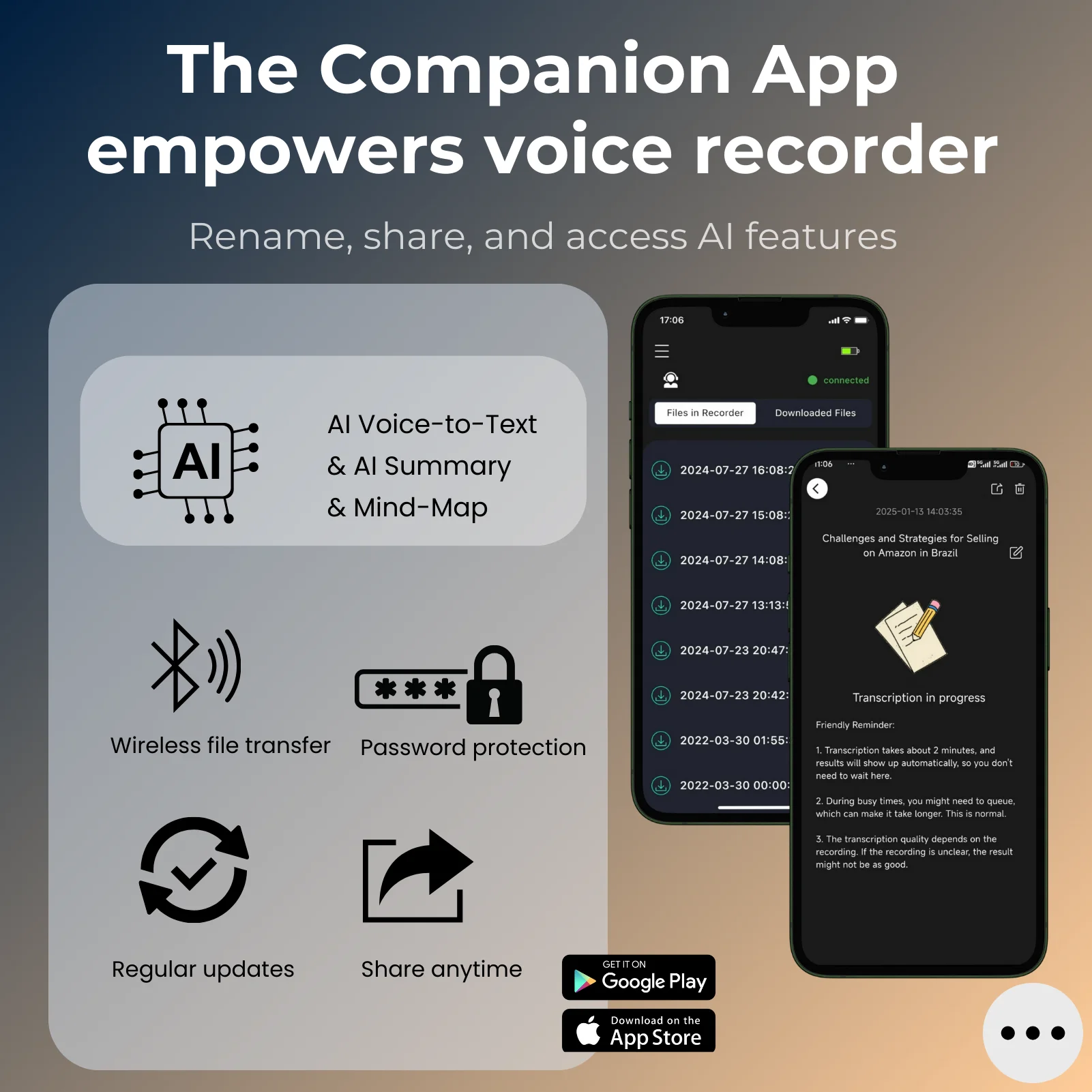 AI Voice Recorder-Transcription, Übersetzung, Zusammenfassung, Mind Mapping, Sprachaktivierung 64 GB Aluminium-Diktiergerät [AI-Version]