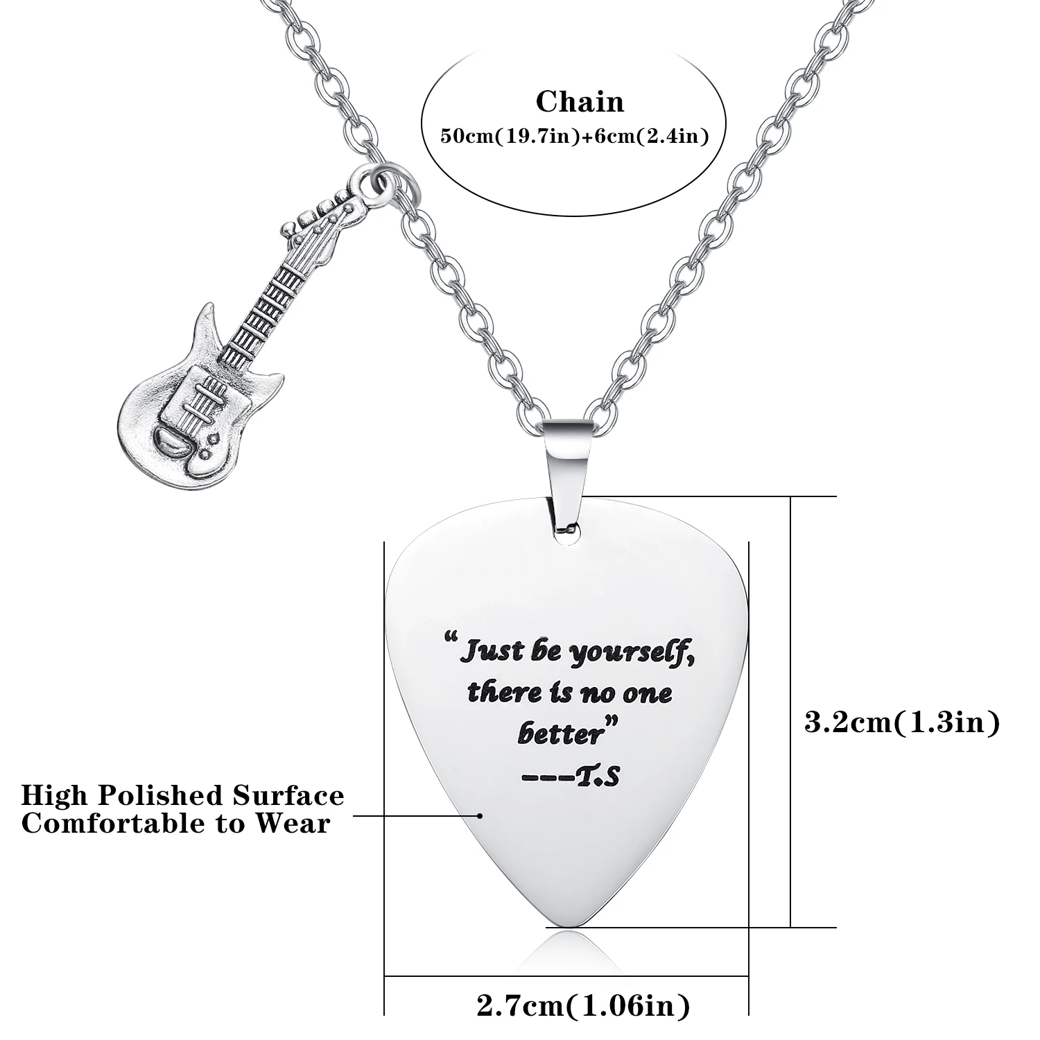 T.S Quotes Guitar Pick Necklace, Outfits Jewelry Accessories Inspired Fans Gift Merch