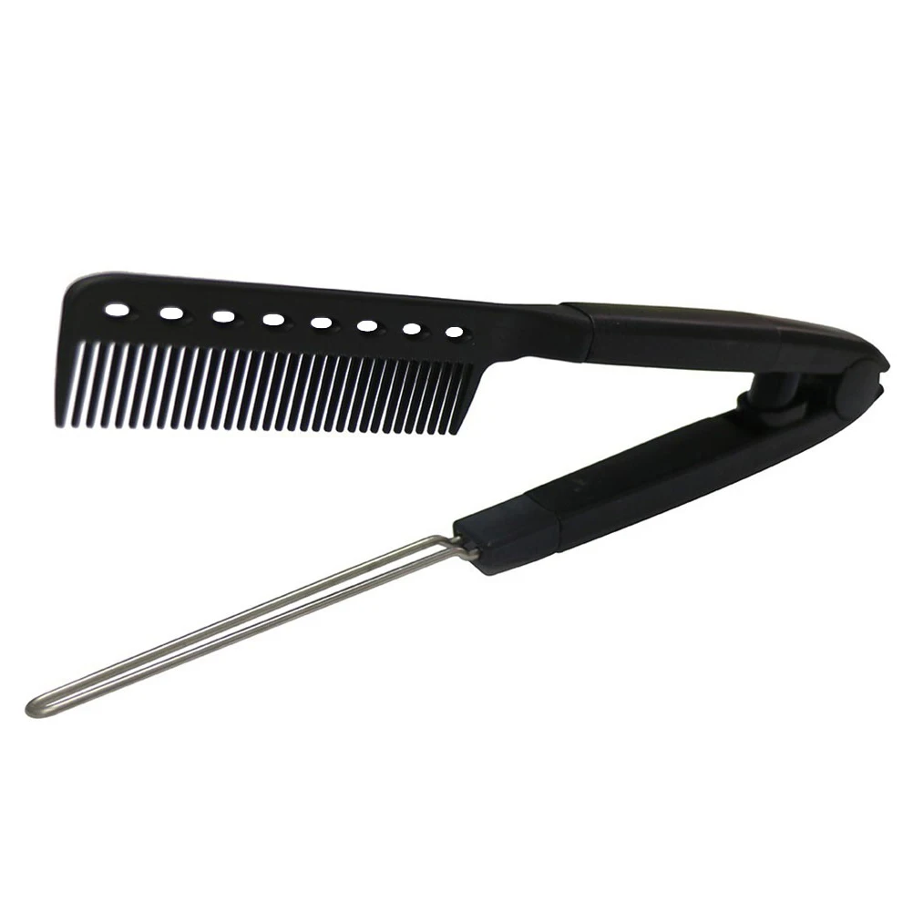 

V-shaped Hair Straightening Comb Straightener Brush Woman Ironing Salon DIY Combs Silky