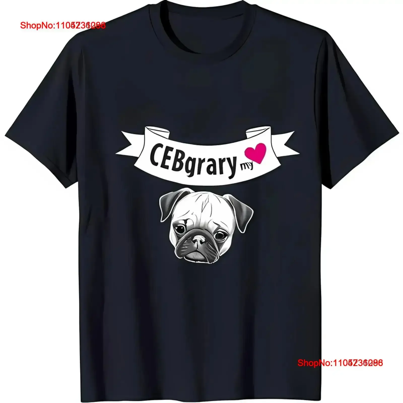 تي شيرت رجالي أسود مع كلب الصلصال وراية 'CEBgrary my' تصميم عتيق مغسول وجيد التهوية للارتداء اليومي مريح