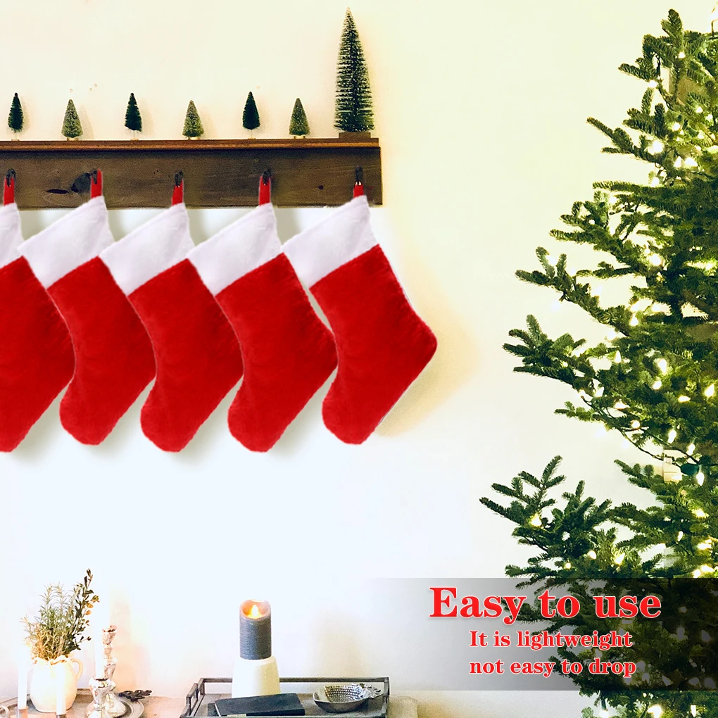 6Pcs Christmas Stockings Plush Hanging Socks Portable Fireplace Ornament Cute Lovely Xmas Tree Decor Large Capacity for Christma