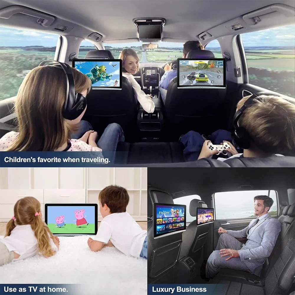 Navihua 13.3 Inch IPS Touch Screen Android Car Headrest   Universal Rear Seat Entertainment System Multimedia Player 4+64