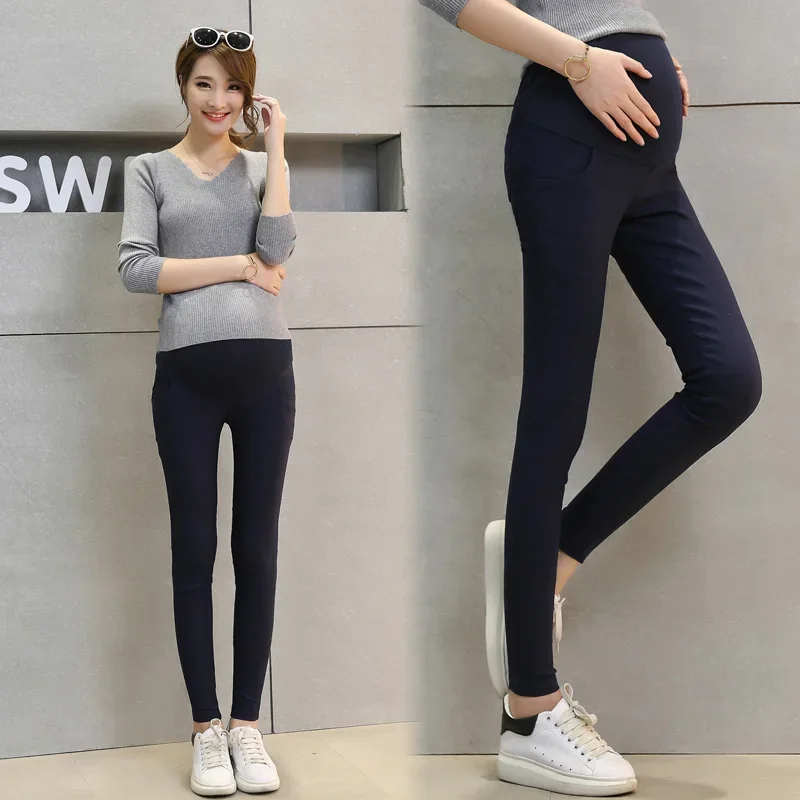 

Slim Pencil Spring Chic Cotton Maternity Pants Stretch Elastic Waist Belly Clothes for Pregnant Women Casual Pregnancy Trousers