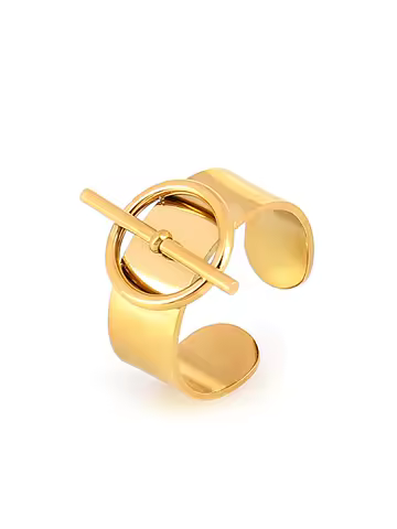 316L Stainless Steel Ring For Women Gold Silver Color Wide Rings Men Round Charms Open Rings Jewelry