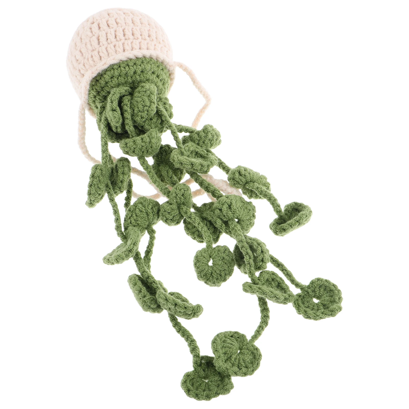 

Car Hanging Basket Ornament Elegant Decoration for Rearview Mirror Cute Crochet Saving Pendant Linen Cotton
