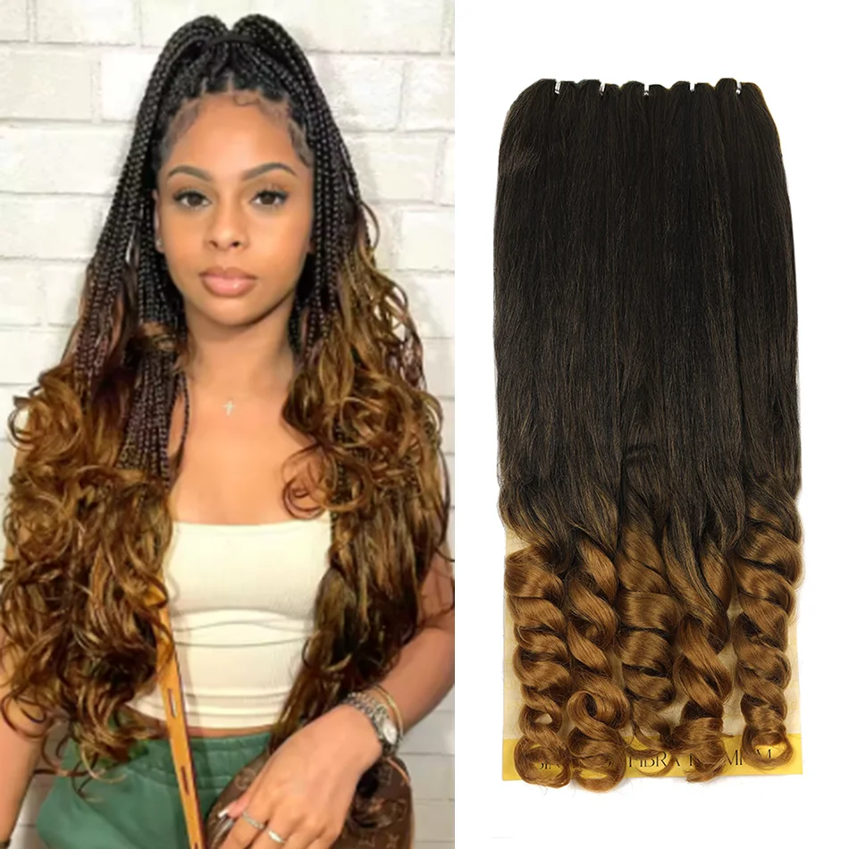 

26-дюймовые синтетические французские вьющиеся вязанные крючком волосы, 5 шт., омбре, коричневые, свободные волны, плетение волос, спиральные кудри, наращивание волос для женщин