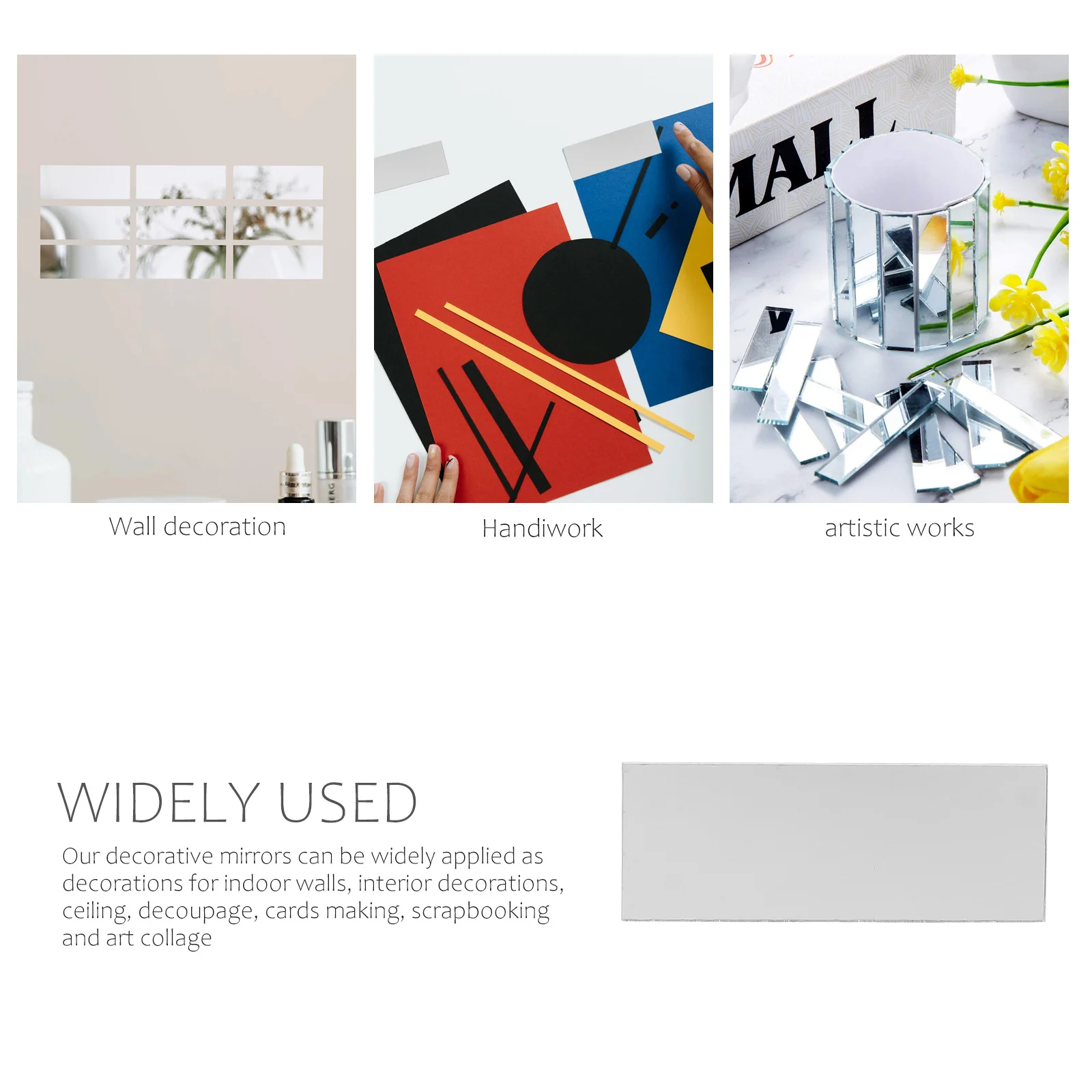 

10Pcs Acrylic Mirror Tiles Rectangular Stripes DIY Craft Decorative Mirrors for Home Wall Art Supplies Mirror Tiles