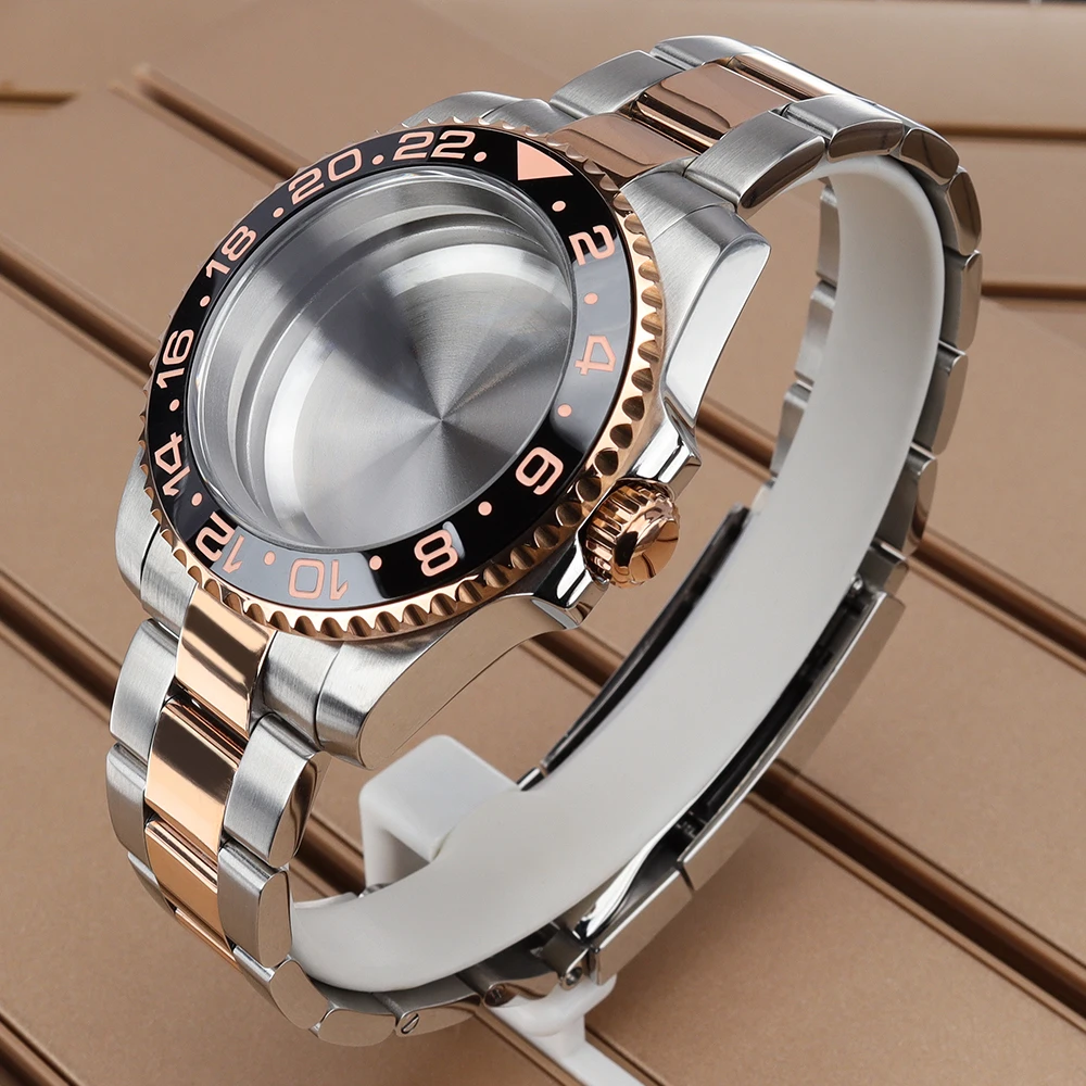 40mm Silver Rose Gold High Quality Watch Case Watchbands For NH35 NH36/34 ETA2824 Miyota8215 Movement YACHT-MASTER Hot Sale Part