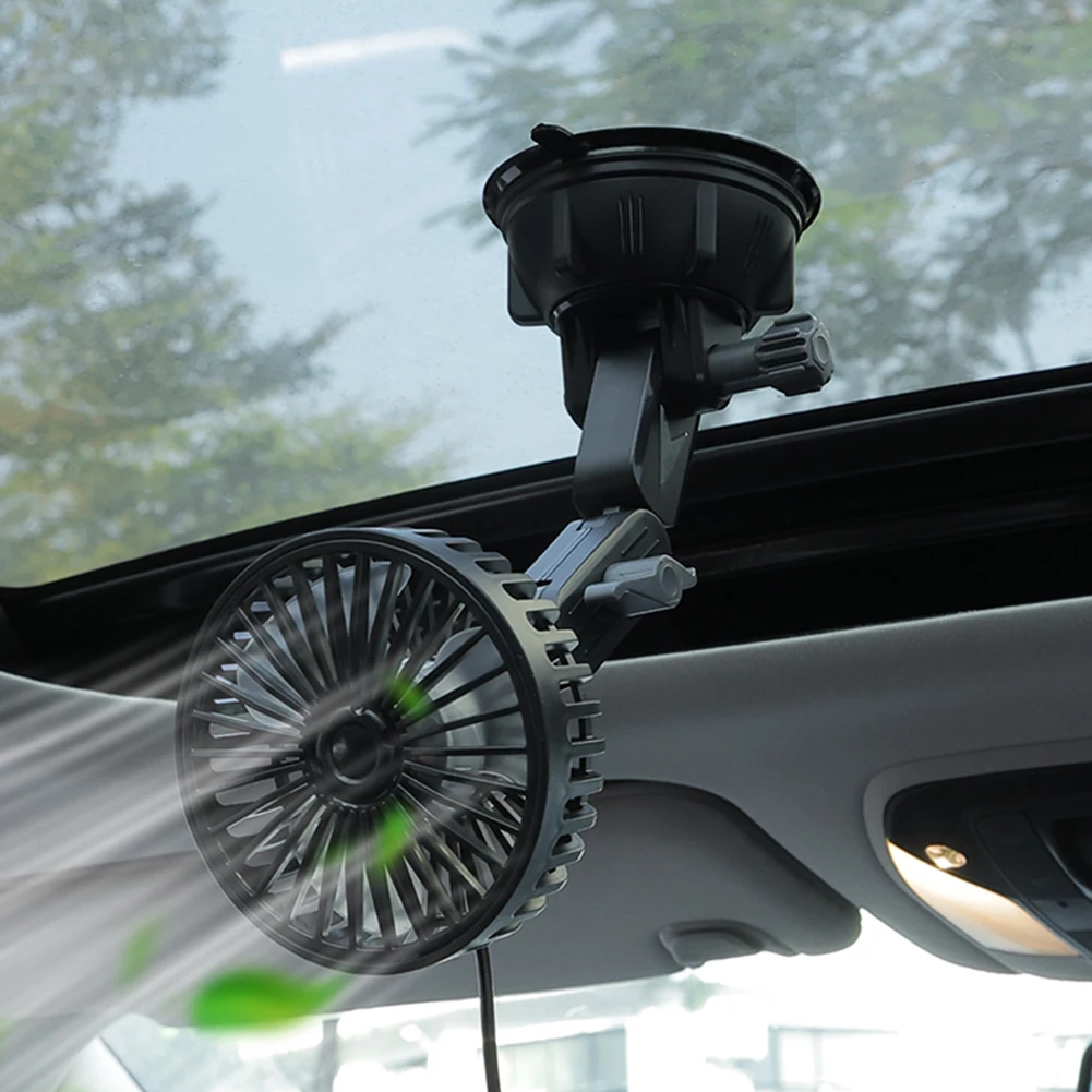 

Электрический автомобильный вентилятор Sucker, вращающийся на 360 градусов автоматический вентилятор с USB-портом, автомобильный охлаждающий вентилятор для грузовика, внедорожника, седана, автофургона, лодки