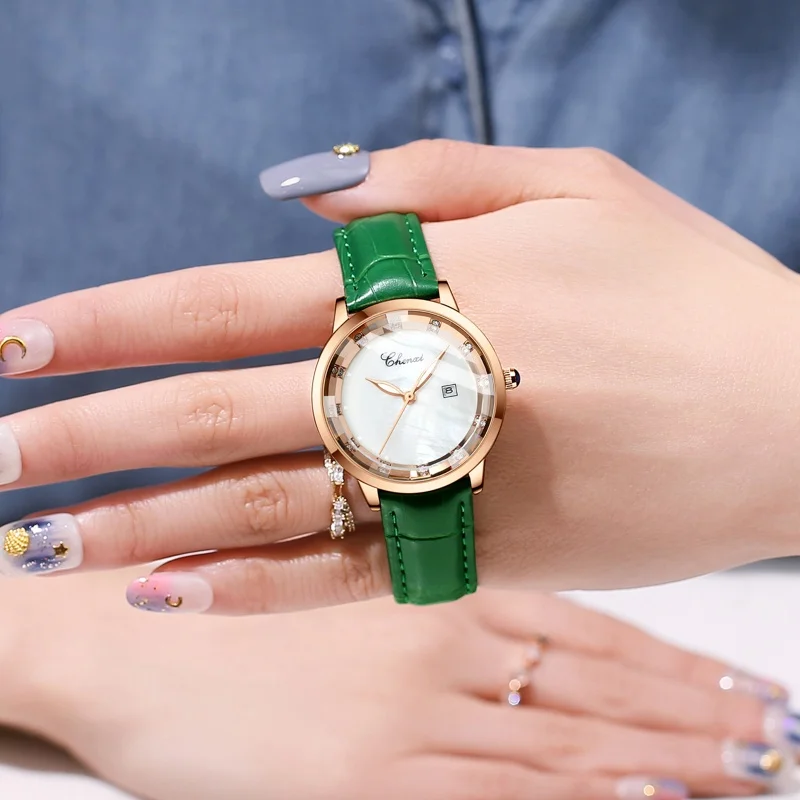 CHENXI 317 reloj de cuarzo a la moda para mujer, calendario luminoso Simple, correa de cuero resistente al agua, relojes elegantes para mujer, reloj para mujer