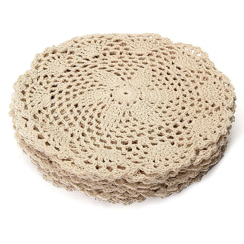 

12Pcs Vintage Cotton Mat Round Hand Crocheted Lace Doilies Flower Coasters Lot Household Table Decorative Crafts Accessories