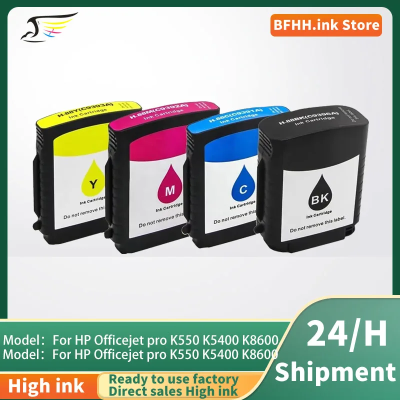Cartucho de tinta 88 88XL, tinta de colorante para impresora HP officejet pro K550 K5400 K8600 L7480 L7580 L7590