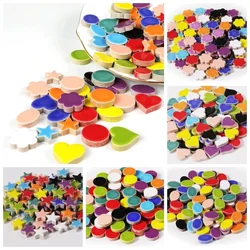 100g/3.5oz Multi Shape Ceramic Mosaic Tiles Colorful Polygon Porcelain Tile Star/Heart/Round/Oval/Flower DIY Making Stones