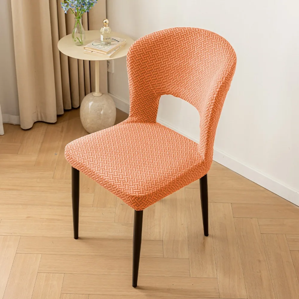 

Universal Jacquard Curved Chair Cover Hollow Back Elastic Arc Armchair Covers Thick Dustproof Dining Chair Covers Seat Cover