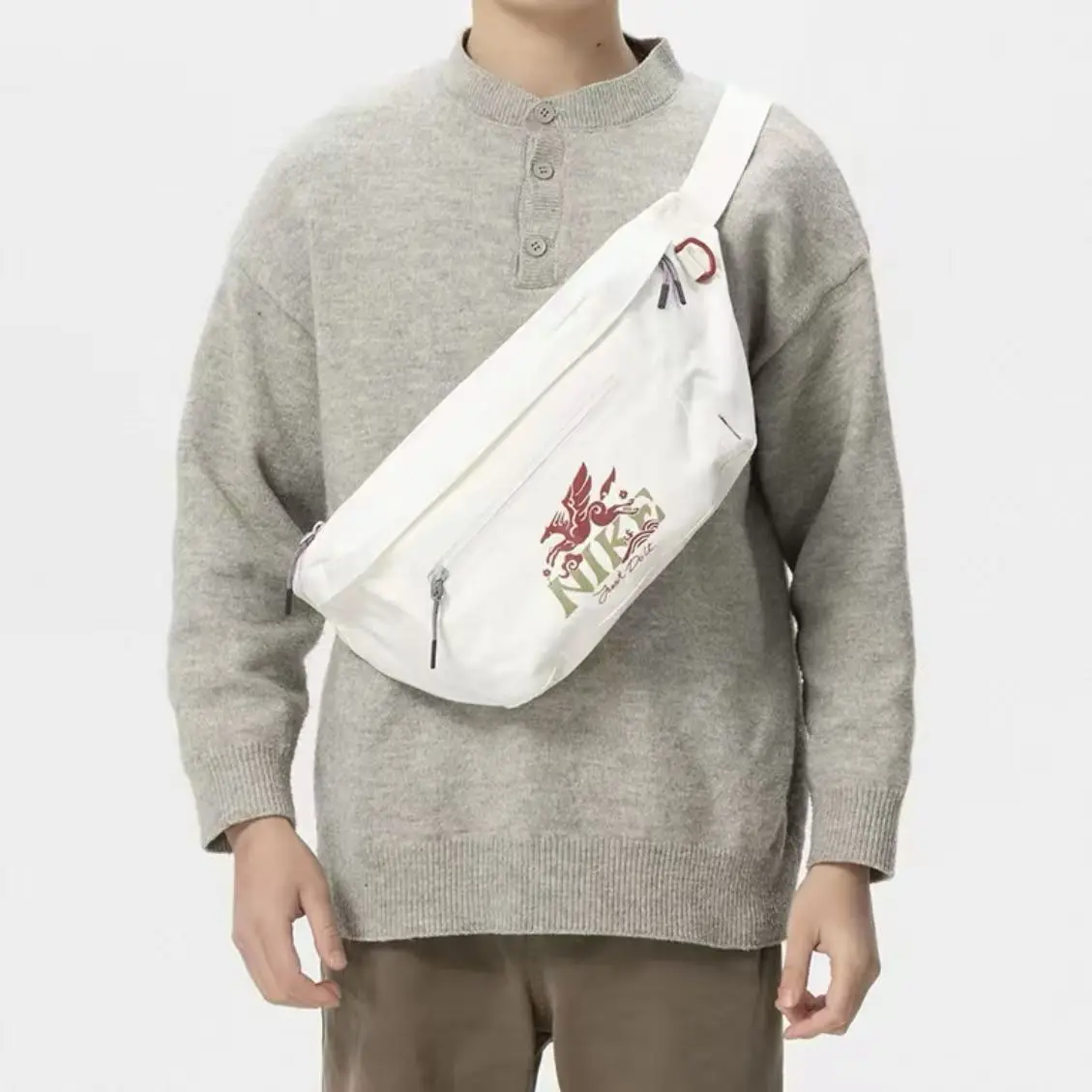 Nk Elmntl Prm Wa Istpack - Cny 8L Waist Bag Unisex Couple Style Flymara Zipper Pocket Fabric White Iq0978-133