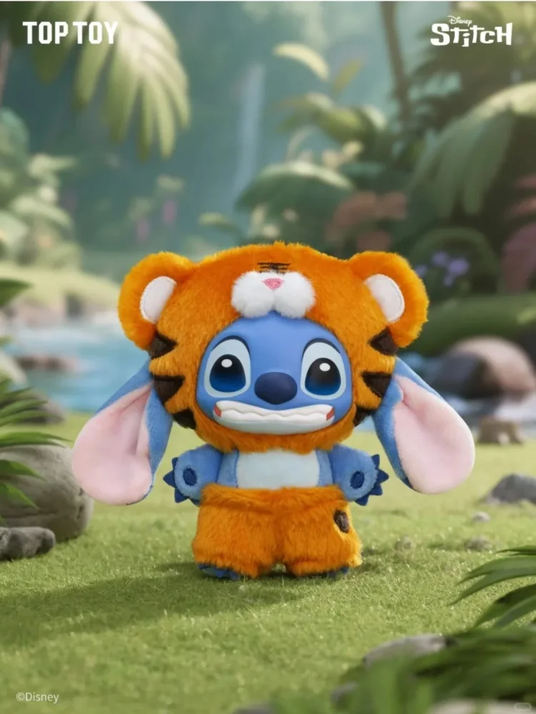 오리지널 토토이 스티치 야생 동물 비닐 인형 블라인드 박스 펜던트 귀여운 스티치 피규어 미스터리 장식품 컬렉션 선물