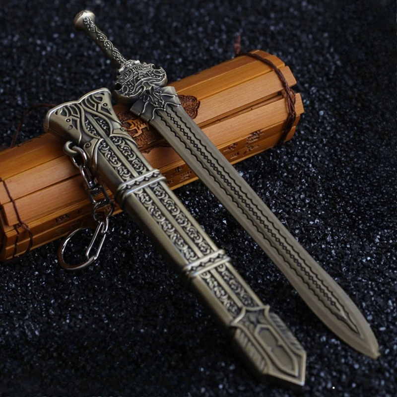 6.69in Anime Peripheral Qin Shi Huang Sword With Scabbard Keychain Pendant Ancient Metal Sword Model Series Collectible Toy Gift