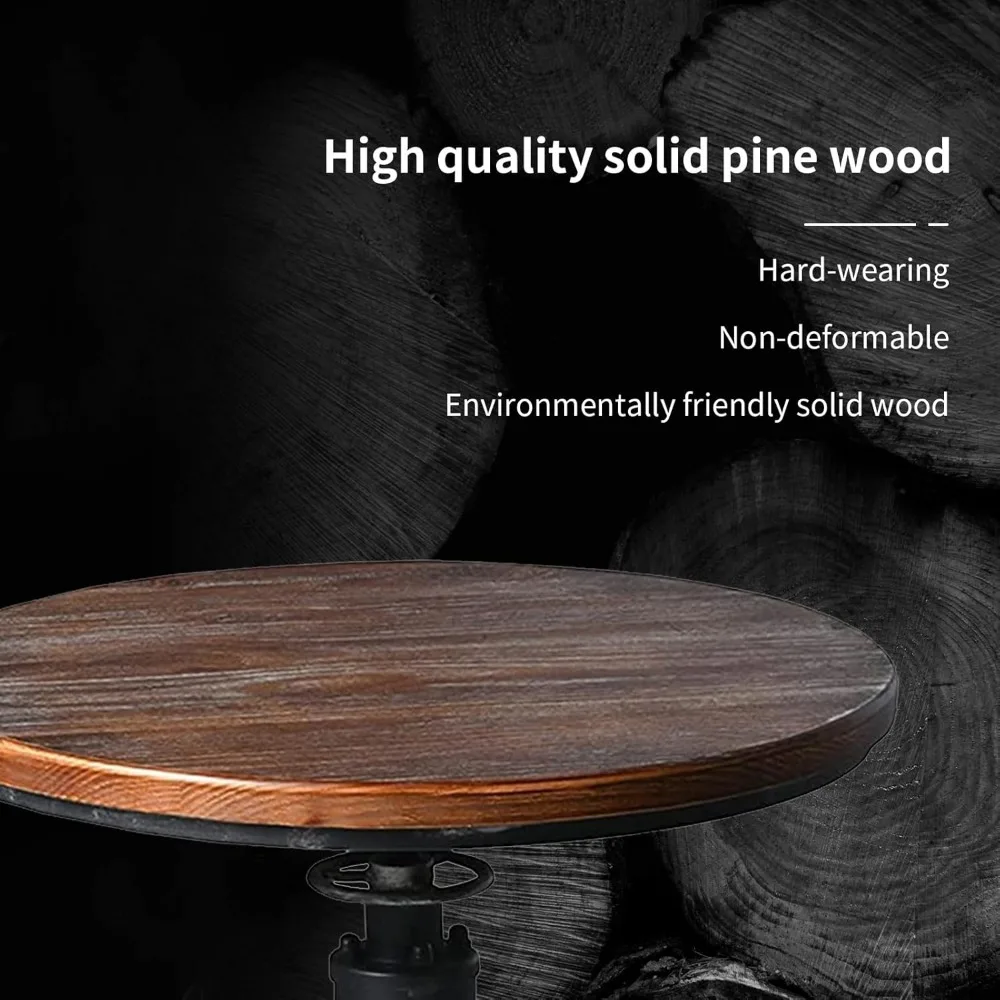 3-Piece Bar Table (38.6"-48.4") & 2 Bar Stools (24"-28") Set for Pub Kitchen Dining Living Party Bistro Breakfast, Swivel Top,