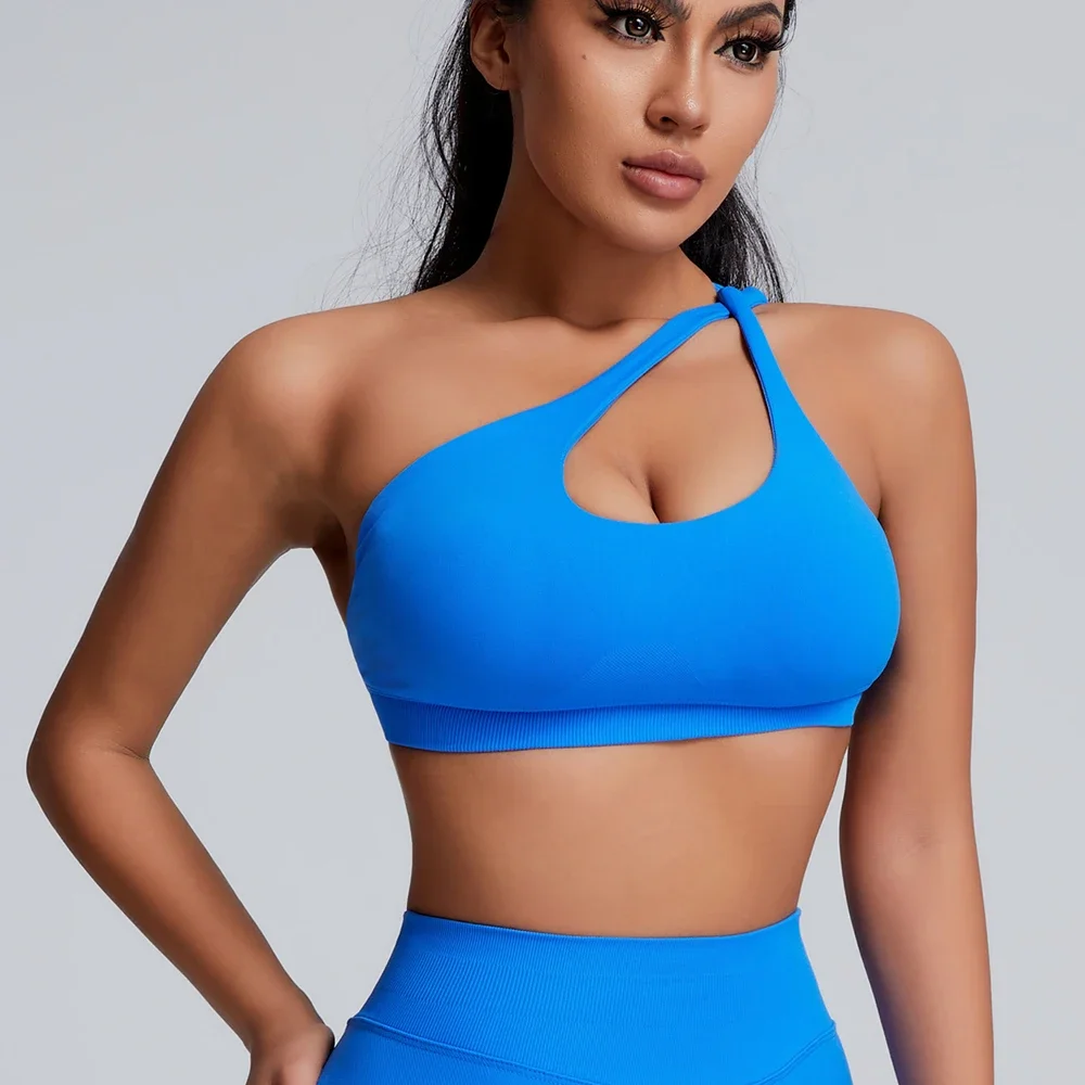 SUSISTAR Impact Asymmetric Sports Bra Gym Woman High Support Halter Backless Workout Top Fitness Activewear Running Yoga Blouse