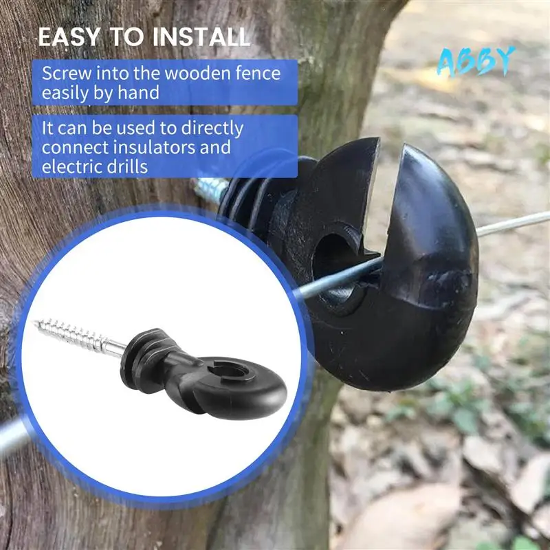 

ABBY-40Pcs Electric Fence Insulators Screw,Electric Fence Ring Insulator Tape Screw Wood Post Insulators Screw-In,Screw