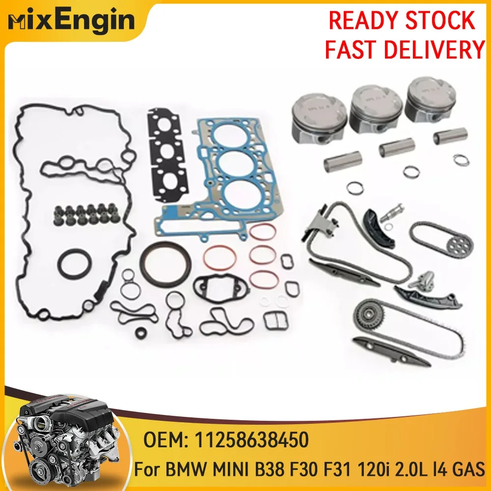 

Engine Cylinder Head Gasket Set Piston Timing Chain Kit Fit 2.0 L For BMW MINI F30 F31 120i B38 2.0L L3 GAS 15-20 11258638450