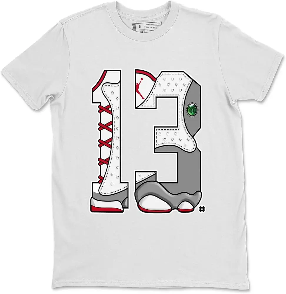 13 Wolf Grey Design Printed Number 13 Sneaker Matching T-Shirt Y2K tops Unisex Summer Short Sleeve