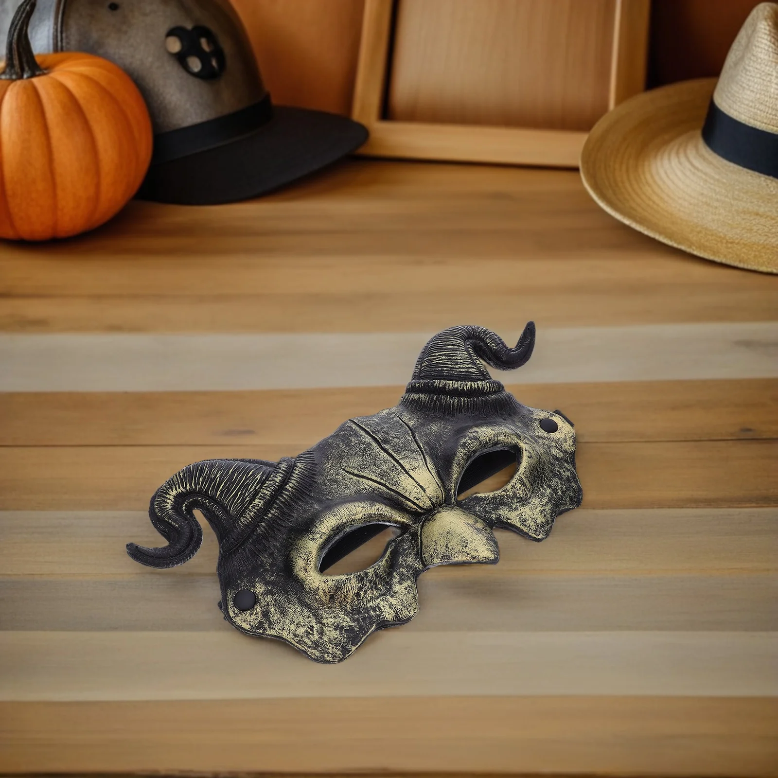 

Halloween Half Face Goat RAM Horns Demon Mask Realistic Scary Masquerade Cosplay Party Costume Headgear Masquerade Mask Horns