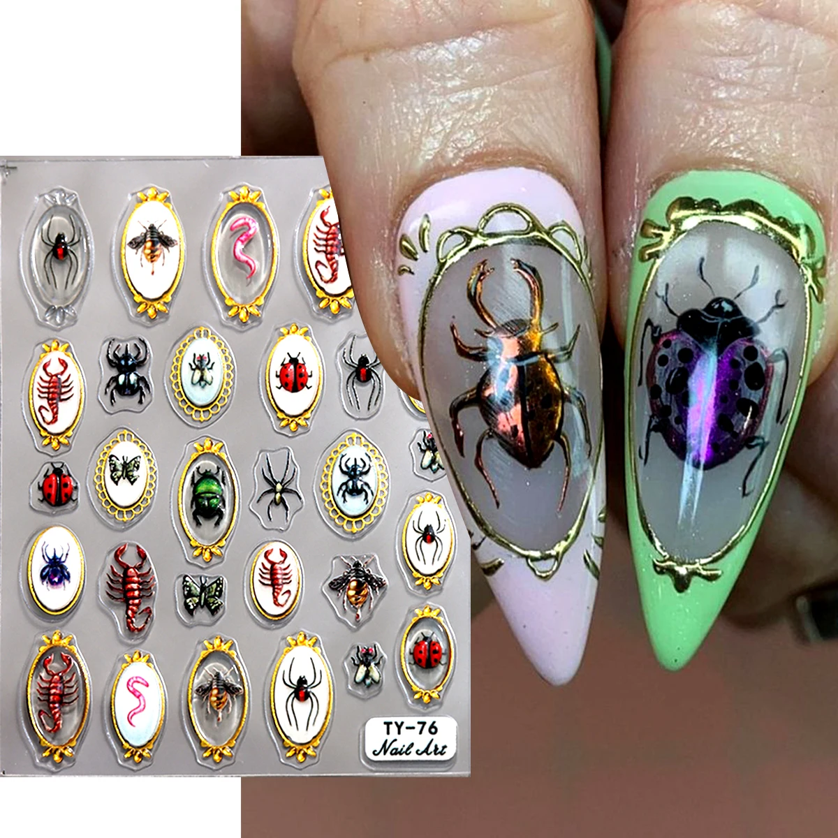 Nail Art Zelda - Vintage Frame Gothic Insect Nail Sticker