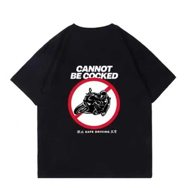 

260g Pure Cotton Motorcycle Wind Short Sleeve Prohibited Bending Motorcycle Riding T-shirt Sports Round Neck Half Sleeve