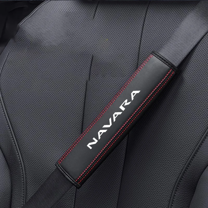 1pc PU Leather Embossed Car Seat Belt Shoulder Cover Decompression Comfort  Safety Belt Protective Cover for Nissan Navara view 4