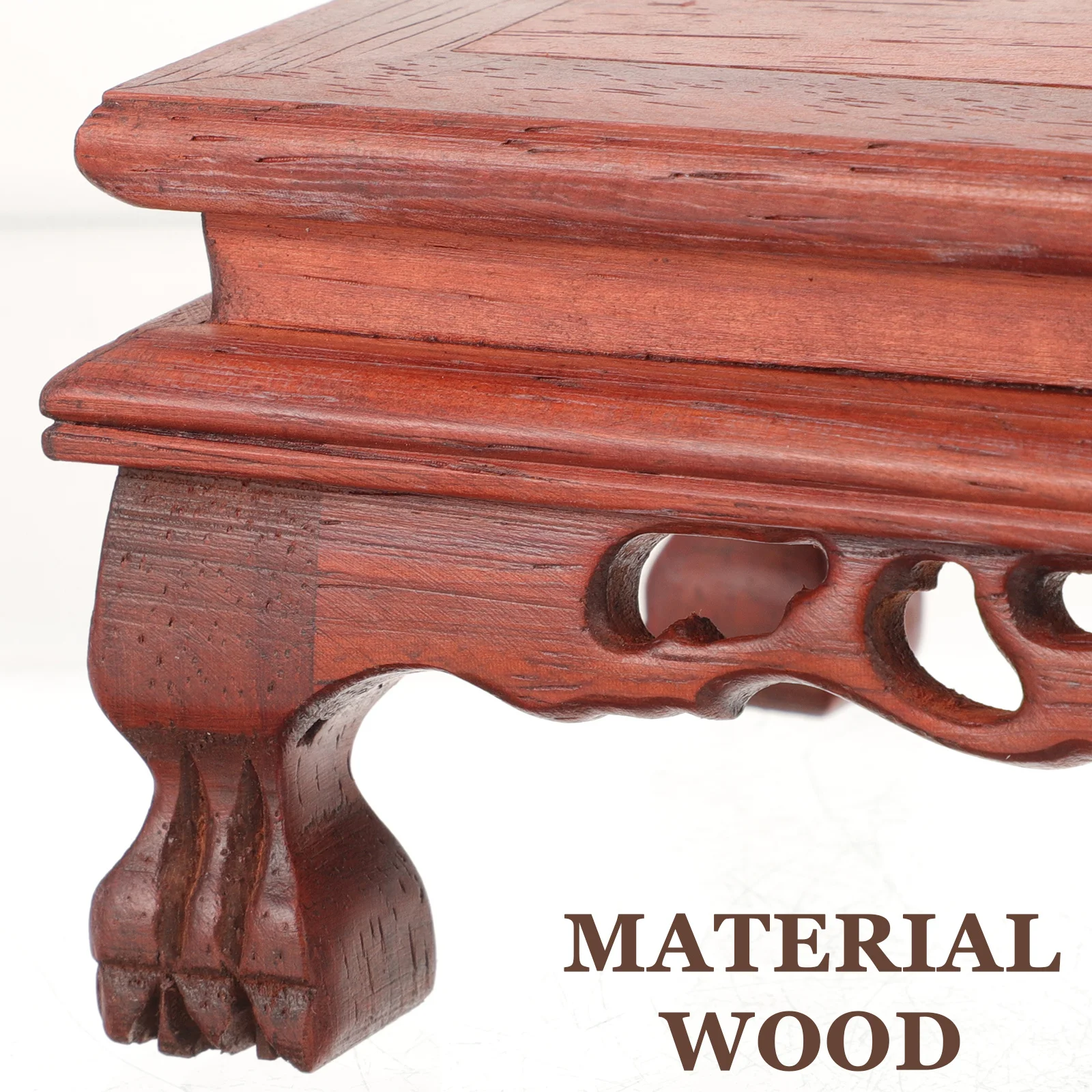 

Wood Base Buddha Statue Stand Vintage Expansion Joint Design Tabletop Display Stand for Crafts Vase Teapot Handmade Display