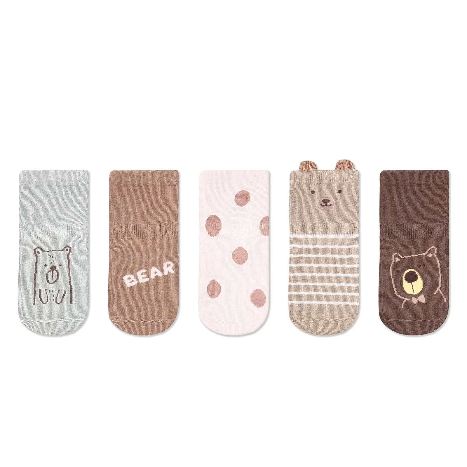 Calcetines de invierno para niño niña, 5 uds., bonitos calcetines de oso de dibujos animados para bebé, calcetines de algodón para niños, calcetines altos, calcetines cálidos transpirables para niño pequeño