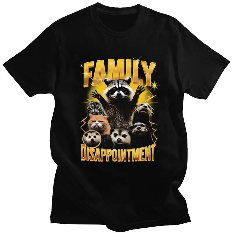 T-shirt manches courtes 100% coton pour homme, 100% coton, humoristique, chat raton laveur, Streetwear