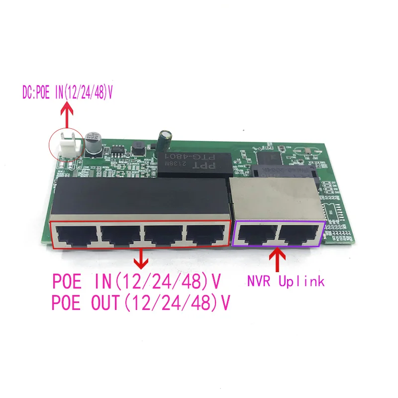 Interruptor POE POE12V/24V/48V, dispositivo de 100 mbps, 100 mbps, alimentación poe, NVR, POE12V-24V-48V