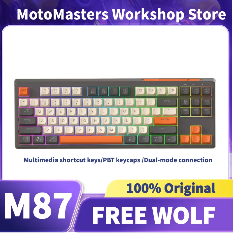 

M87 Wireless Bluetooth Dual-mode Gaming Keyboard with 87% Layout, Multimedia Quick Keys, PBT Material Cap, RGB Gaming Keyboard