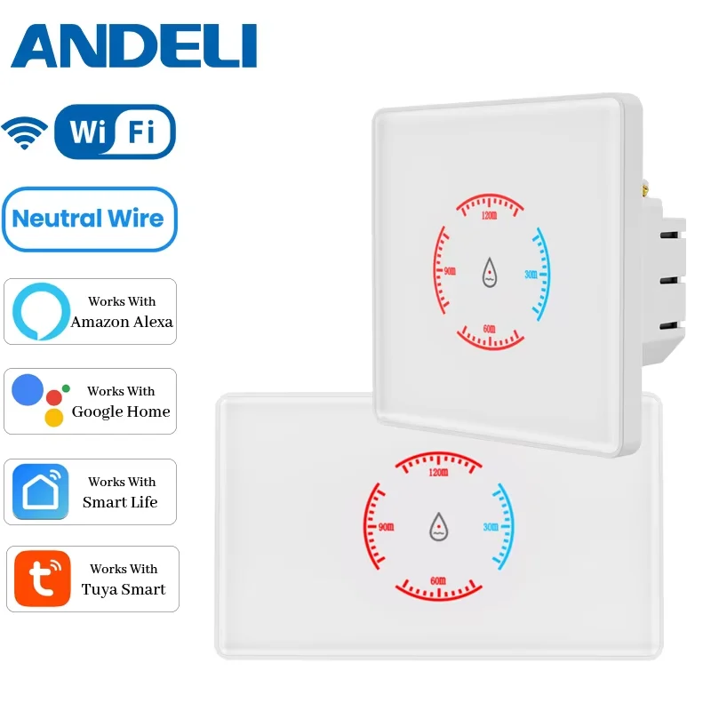ANDELI WiFi Smart Water Heater Boiler Switch 4400W Double-cut Temperature Control Home Automation Compatible with Tuya US/Israel