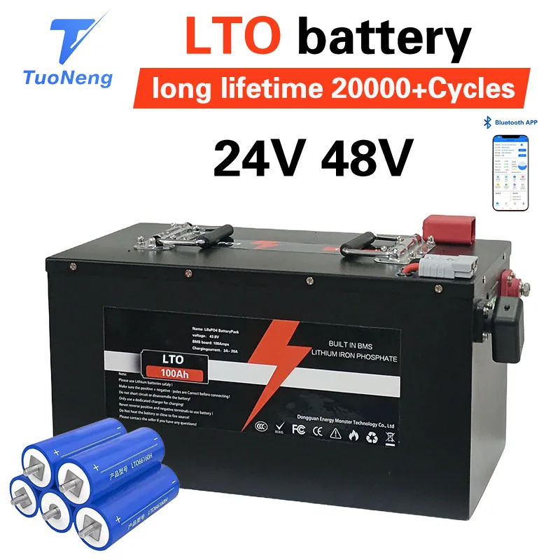 

Lithium Titanate 24V 48V 150Ah 200Ah LTO Battery with Bluetooth BMS for Inverter UPS Solar System RV EV Boat Outdoor golf cart