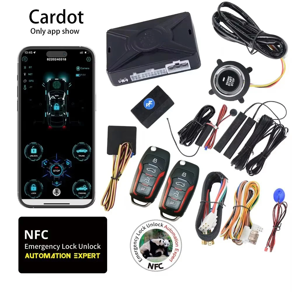CARDOT NFC Lock Unlock Automotive Remote Engine Start Stop System Passive Car Alarm Mobile App Control