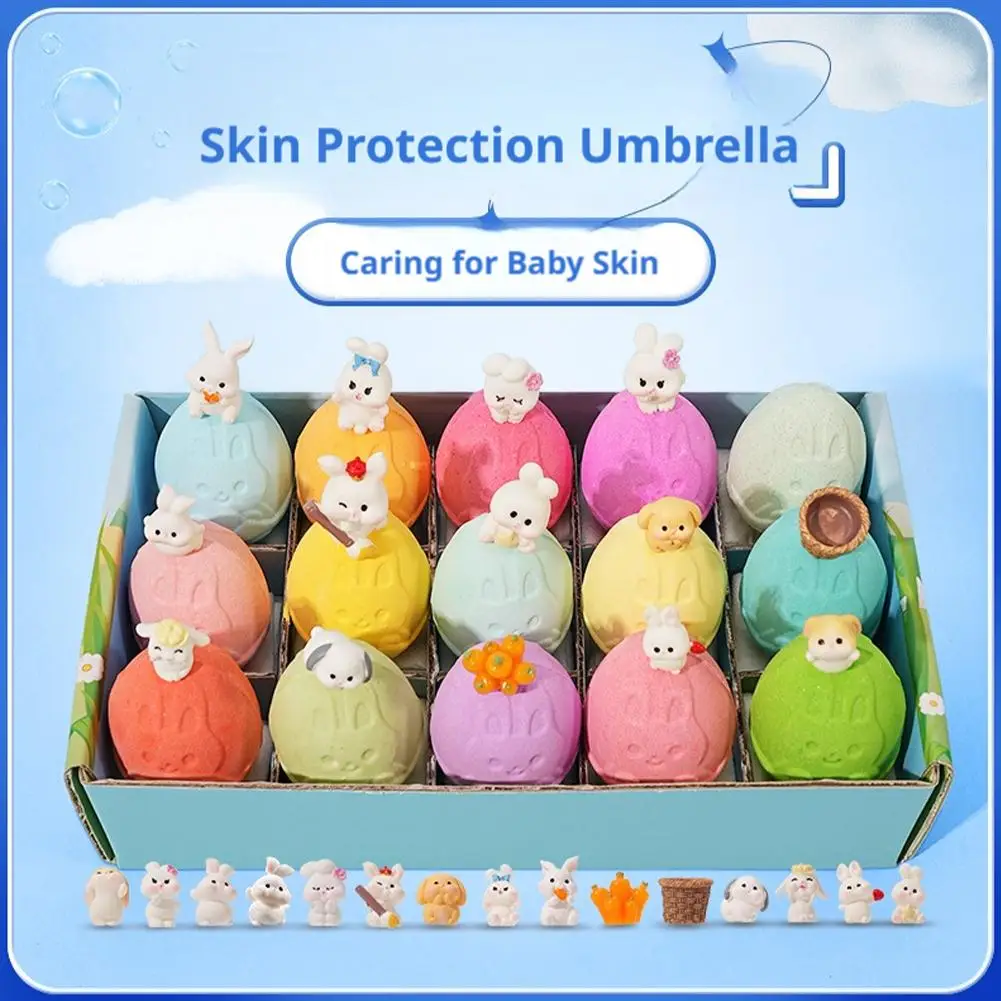 

15Pcs Easter Egg Bath Bombs with Surprise Bunny Toys, Natural Essential Oil Bubble Bath Salt Balls, Gentle Kids-Friendly