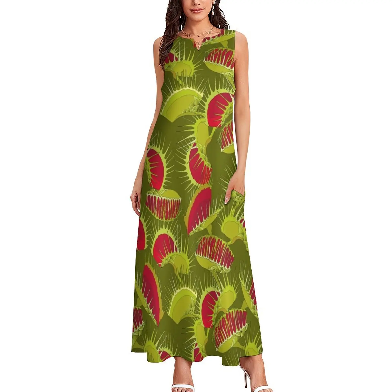 Venus Flytrap o Dionaea muscipula. Vestido largo de verano para mujer, 2024, 2024