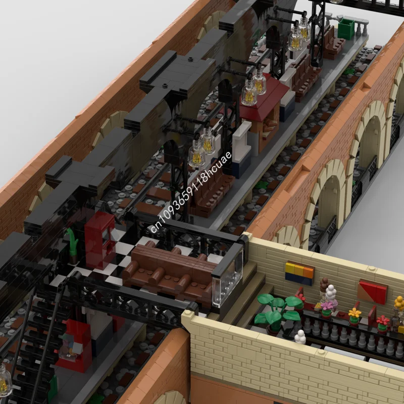 10331개 MOC 모듈형 기차역 모듈형 모델 블록 조립 크리스마스 선물 아이디어 장난감 교육용 어린이 생일 선물