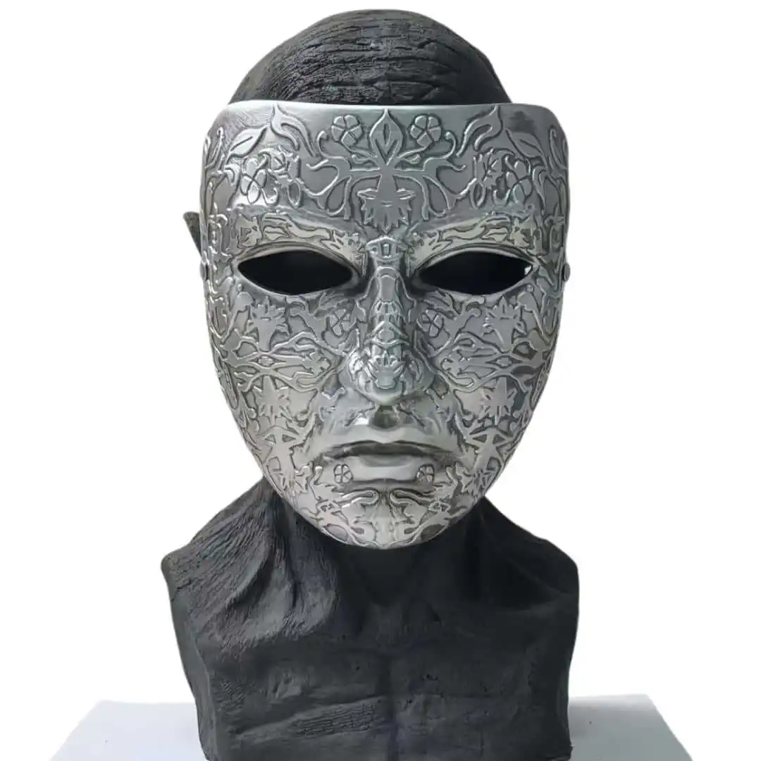 

Halloween Carnival 3D Resin Mask Easter Cosplay Collected Craft Adult Silvery Full Face Mask Scary Cosplay Masquerade Party Prop