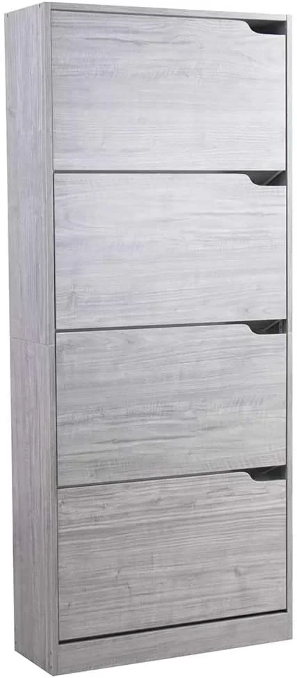 

#PB Wooden Shoe Rack with 4 Flap Shoe Doors Space Saving for Home Entrance Commercial Shoe Rack