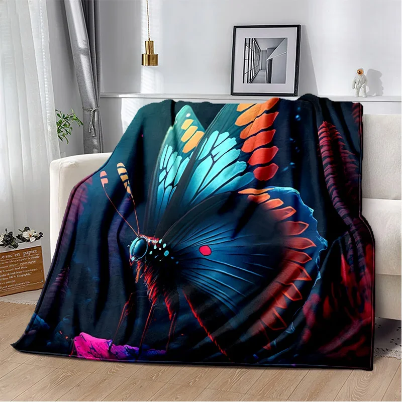 Fantasy Butterfly Flower Cartoon Blanket,Soft Throw Blanket for Home Living Room Bedroom Bed Sofa Couch Picnic Travel Office