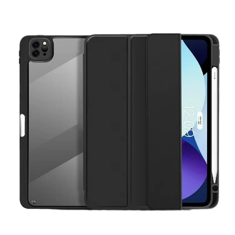 Tri-Fold Acrylic Case with Pencil Holder for iPad Air 6/7 Pro 11 Mini 7 Shockproof