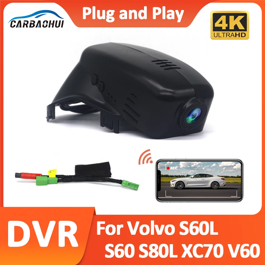 

For Volvo S60 2012 2013 S60L S80L XC70 2014 2015 V60 2012-2017 UHD 4K 2160P Plug and play Car DVR Wifi Video Recorder Dash Cam