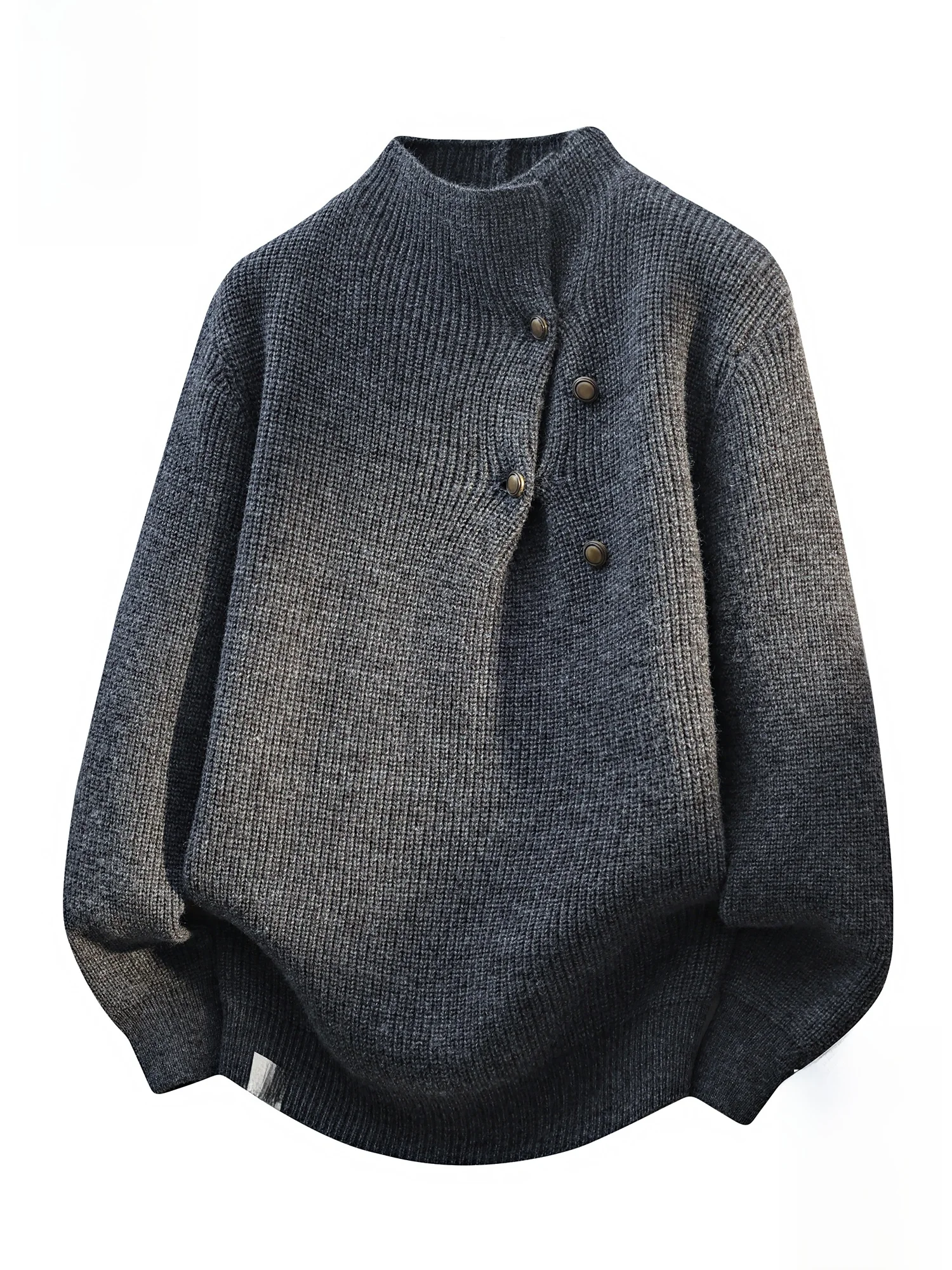 

Вязаный свитер Paul Frank M с пуговицами, свободного кроя, теплый, повседневный, на осень-зиму, с высоким воротником, с дизайном обезьяны