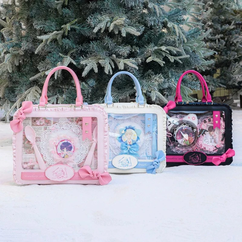 Original Two-dimensional Lta Bag Sweet Cute Lolita Ruffled Backpack Soft Girl  Medium Food Crossbody Portable Backpack for Women